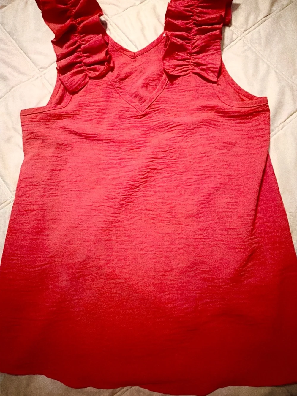 entro Bright Red Ruffle Strap Tank - Picture 1 of 3